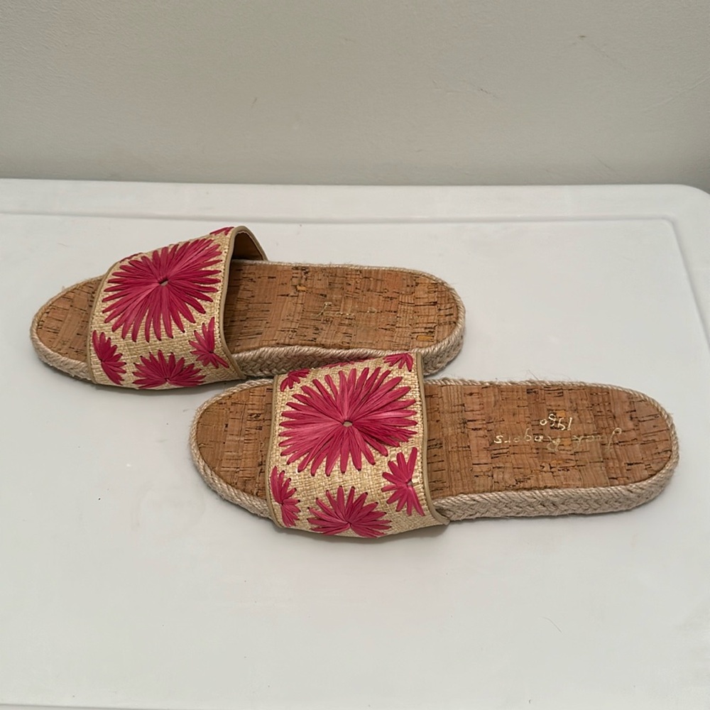 NWOT Jack Rogers Pink Raffia Slide Sandals